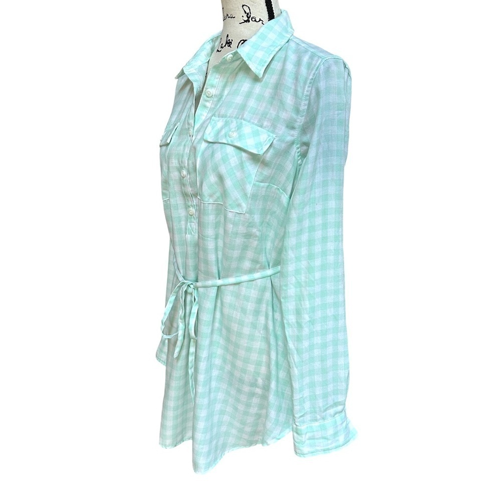 Isabel Maternity by Ingrid & Isabel Mint Green Plaid Popover Tunic Shirt Size M - Picture 5 of 8